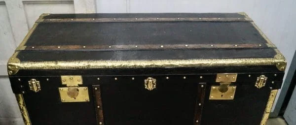 Victorian Oiled Canvas Travel Trunk - Image 9