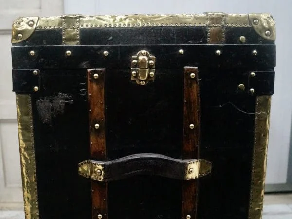 Victorian Oiled Canvas Travel Trunk - Image 5