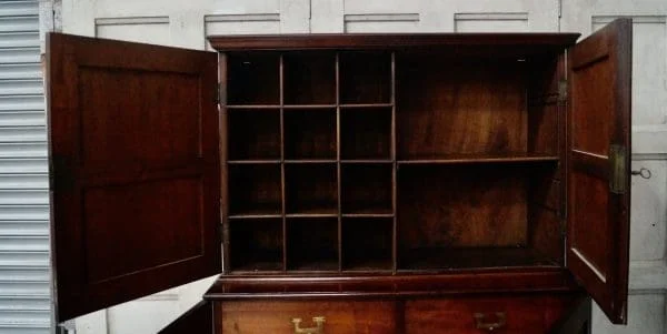 Early Victorian Teak Campaign Military Stationary Cupboard - Image 6