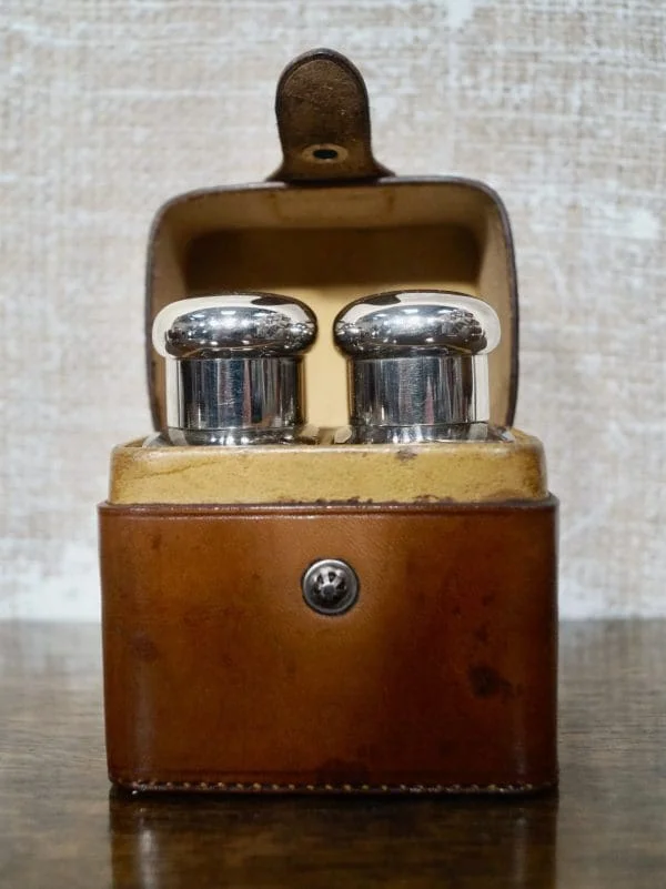 Antique Travel Cologne Bottle Case