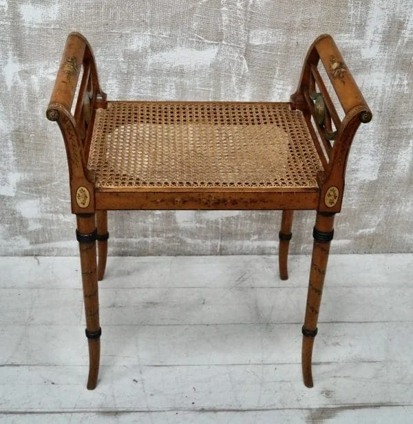 Edwardian Satinwood Cane Window Stool - Image 9