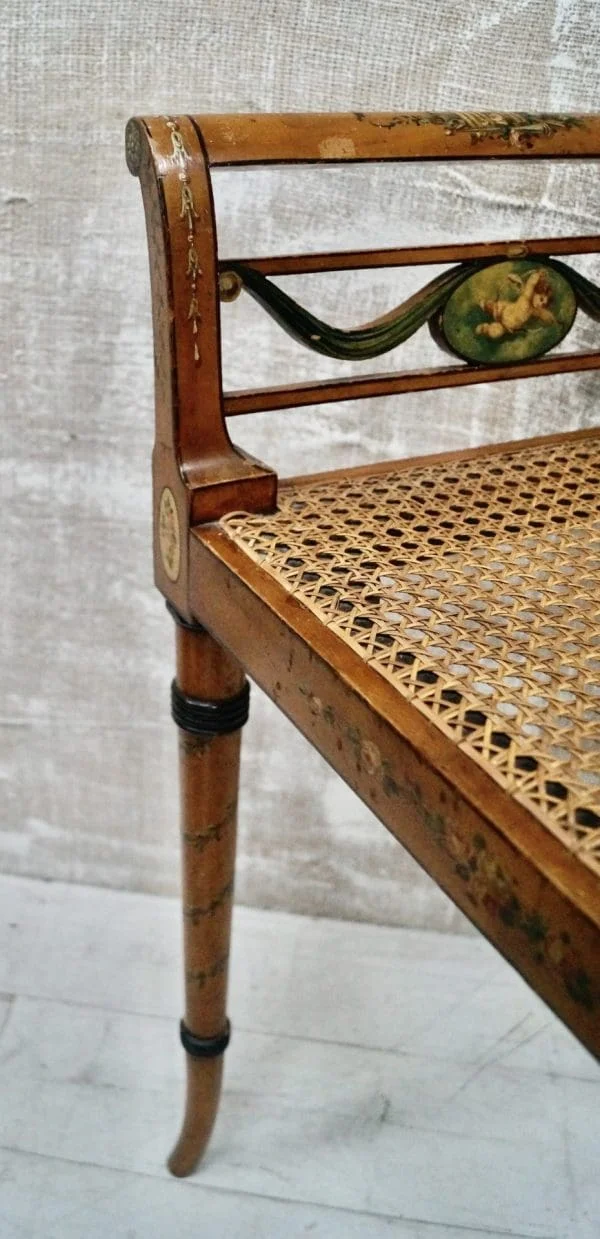 Edwardian Satinwood Cane Window Stool - Image 4