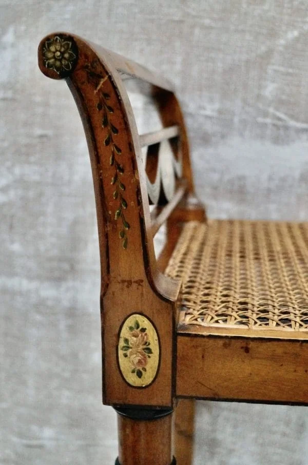 Edwardian Satinwood Cane Window Stool - Image 3