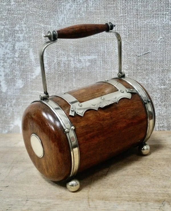 Antique Oak Biscuit Barrel - Image 2