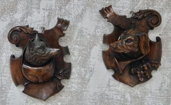 Antique Black Forest Trophy Wall Plaques