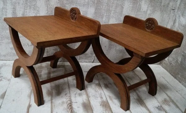 Vintage Pair Of Mahogany Luggage Stands