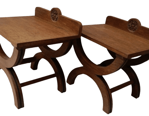 Vintage Pair Of Mahogany Luggage Stands