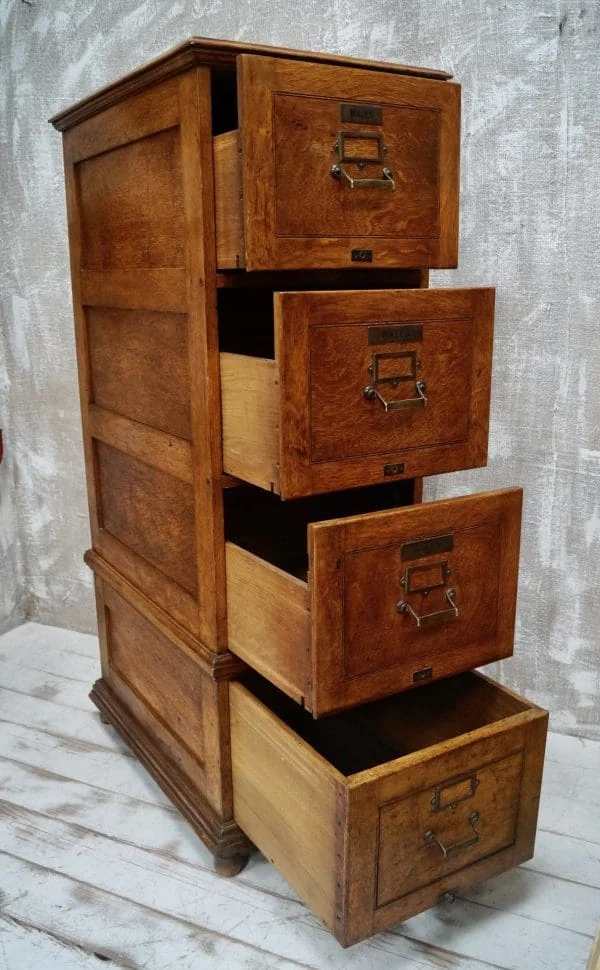 Antique Large Oak Filing Cabinet - Image 5