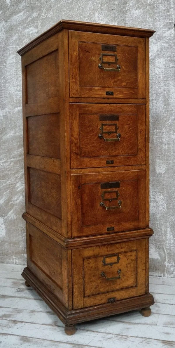 Antique Large Oak Filing Cabinet - Image 2