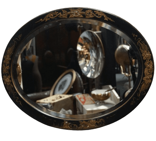 Antique Oval Chinoiserie Wall Mirror