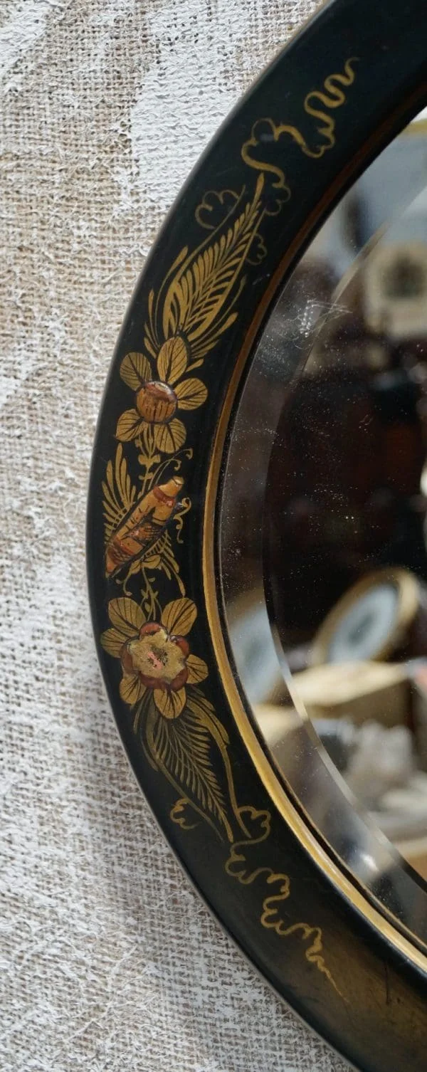 Antique Oval Chinoiserie Wall Mirror - Image 2