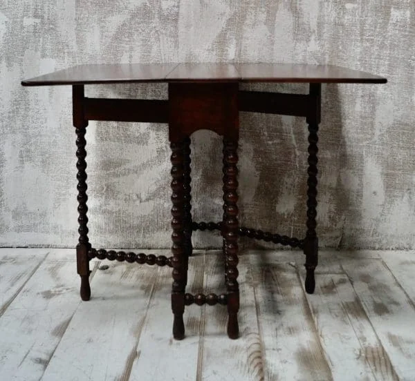 Antique Oak Bobbin Turned Gate Leg Table - Image 8