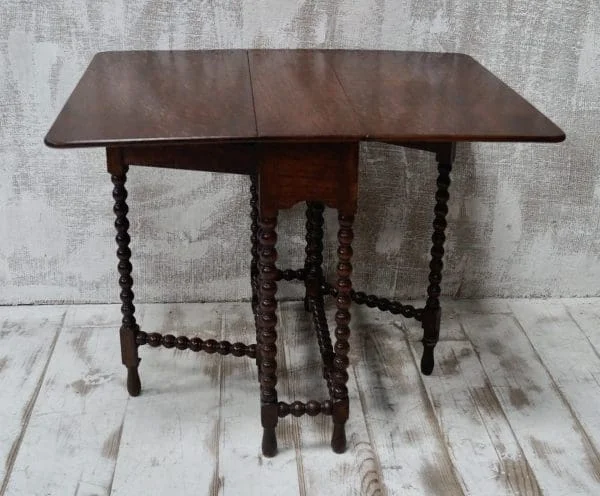 Antique Oak Bobbin Turned Gate Leg Table - Image 7