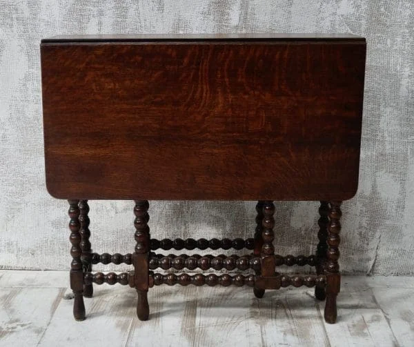 Antique Oak Bobbin Turned Gate Leg Table - Image 4