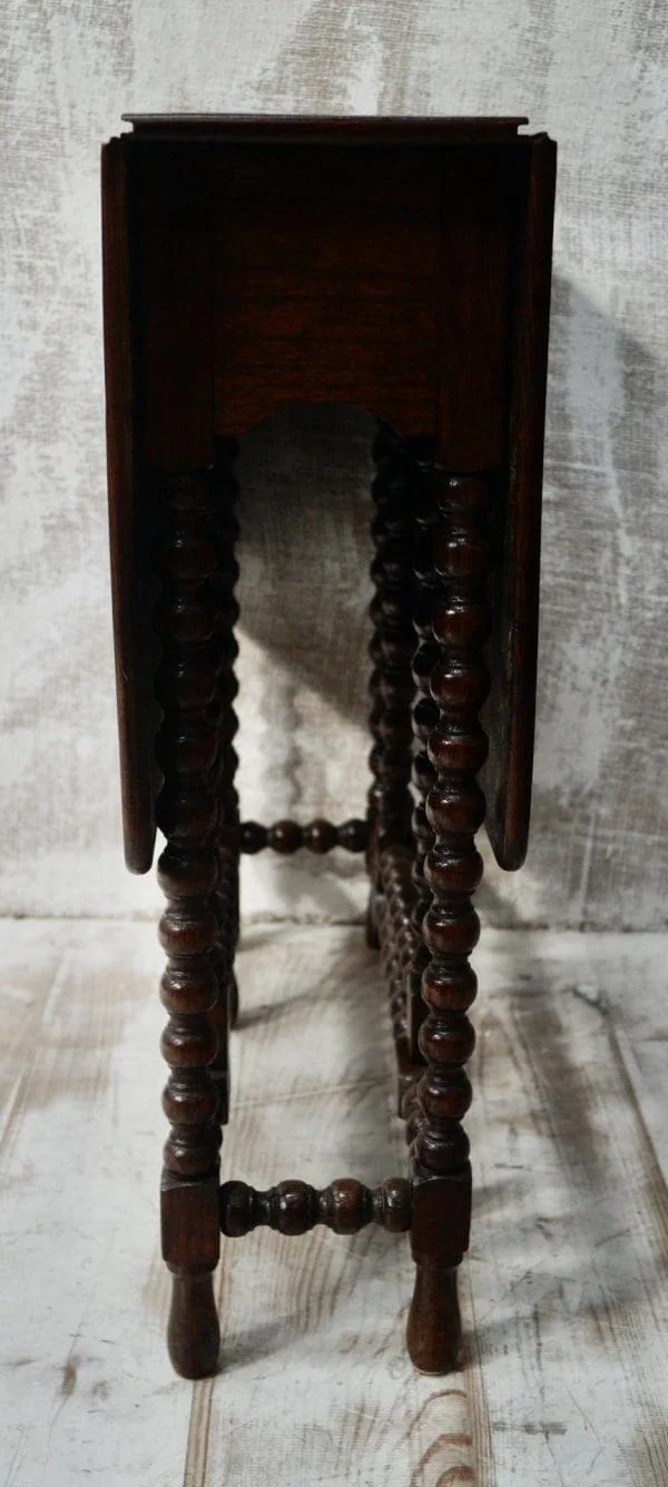 Antique Oak Bobbin Turned Gate Leg Table - Image 2