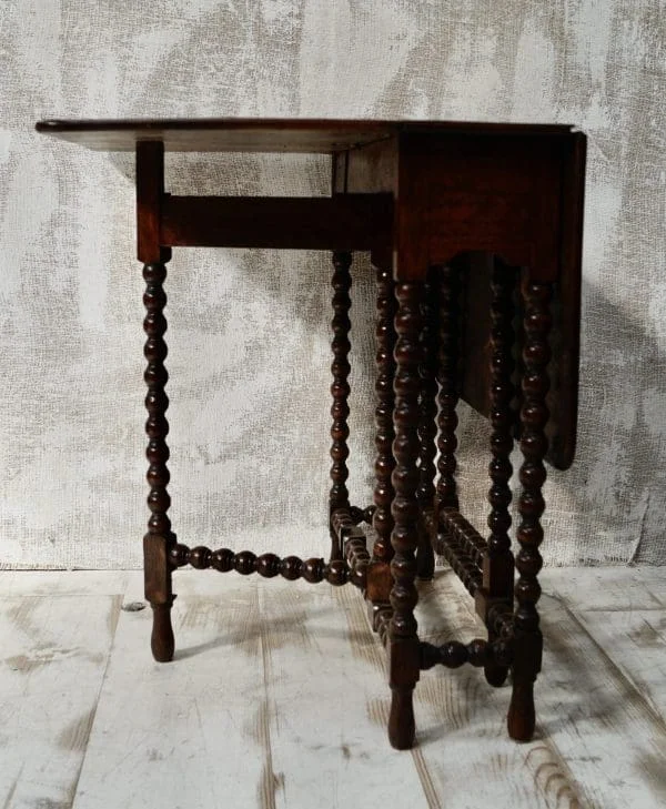 Antique Oak Bobbin Turned Gate Leg Table - Image 10