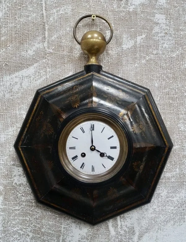 Antique French Tolewear Wall Clock