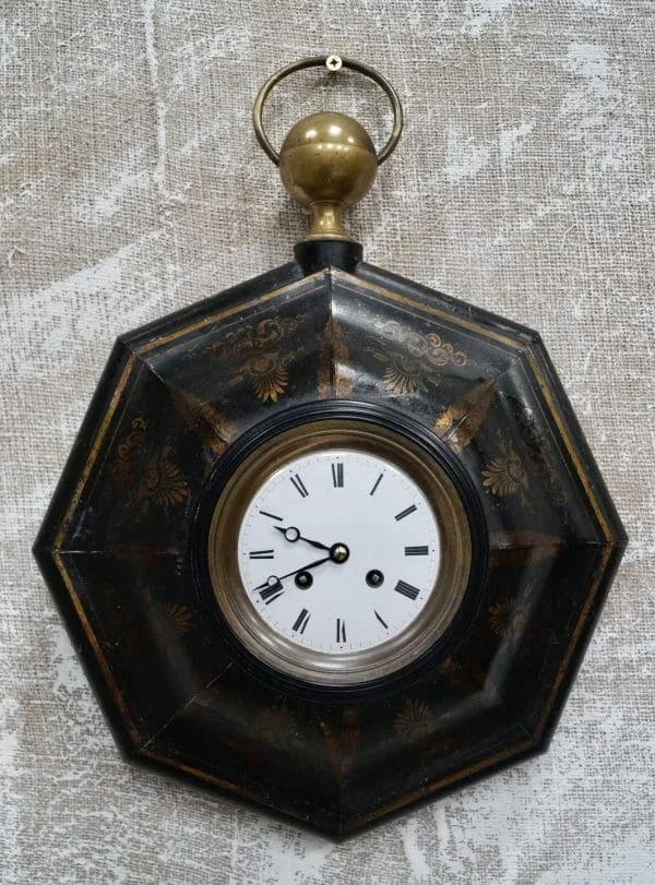 Antique French Tolewear Wall Clock - Image 8