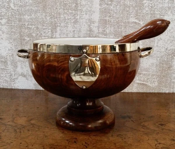 Victorian Oak & Silver Plated Salad Bowl - Image 6