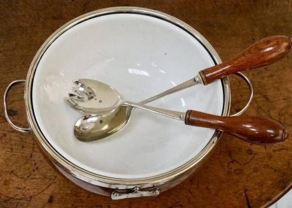 Victorian Oak & Silver Plated Salad Bowl - Image 4