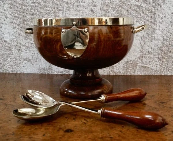 Victorian Oak & Silver Plated Salad Bowl - Image 5