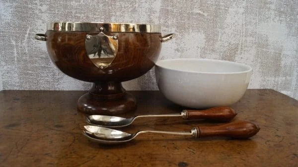 Victorian Oak & Silver Plated Salad Bowl - Image 7