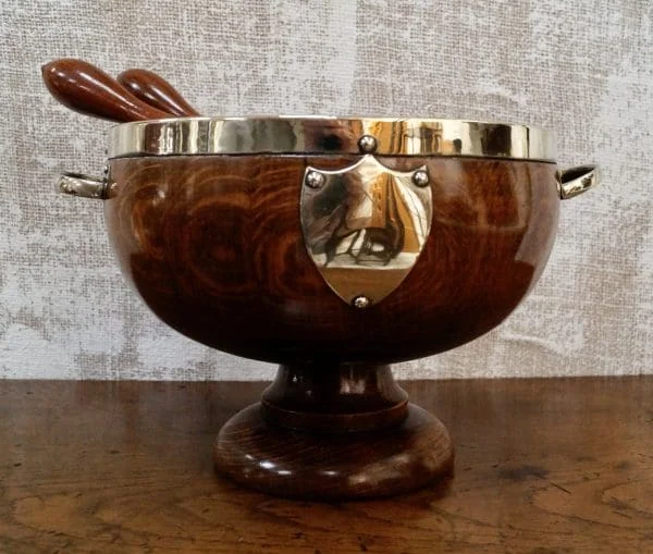 Victorian Oak & Silver Plated Salad Bowl - Image 3