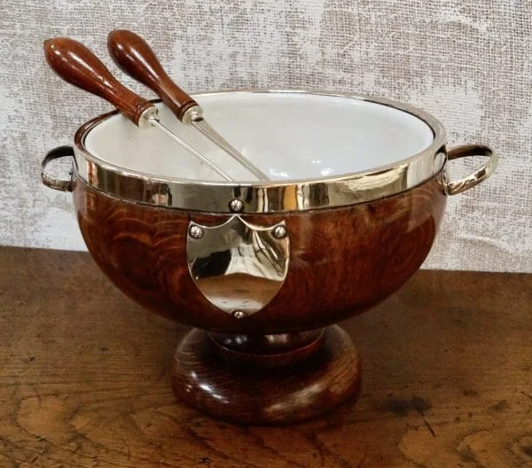 Victorian Oak & Silver Plated Salad Bowl