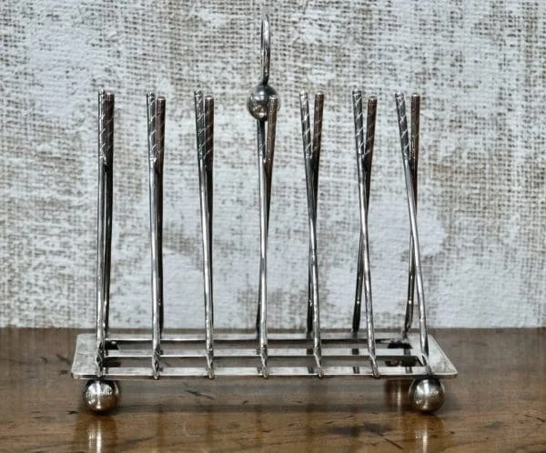 Art Deco Silver Plate Golf Toast Rack