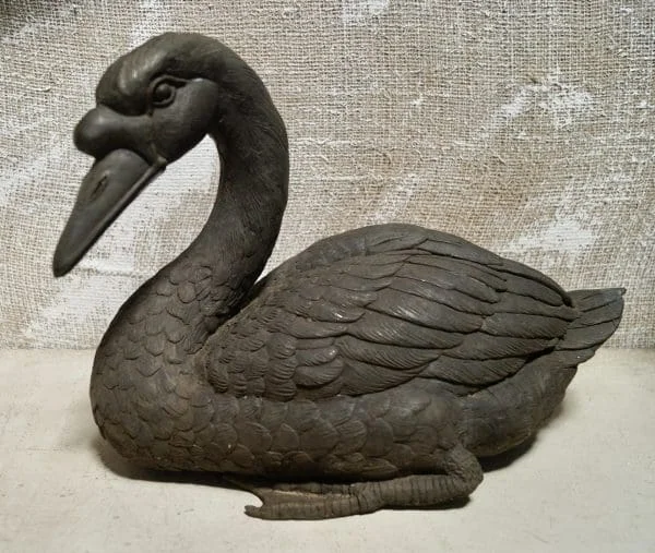 Antique Bronze Swan Statue