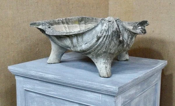 Large Vintage Composite Stone Clam Shell Planter