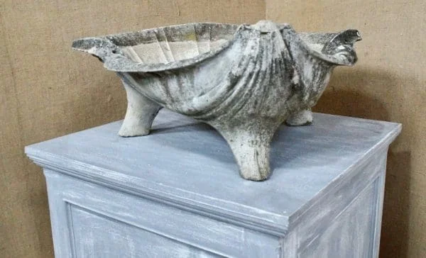 Large Vintage Composite Stone Clam Shell Planter - Image 2