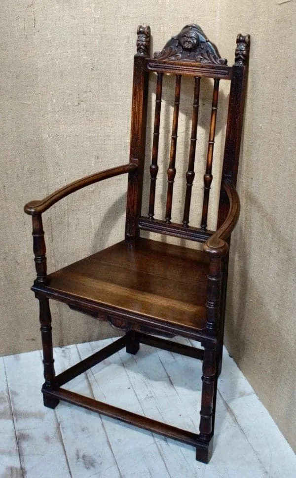 Victorian Continental Spindle Back Open Armchair - Image 3