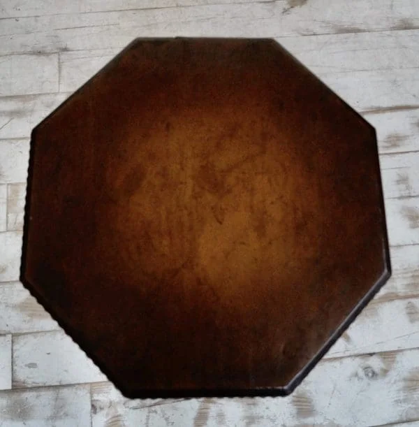 Art Deco Hexagonal Oak Leathered Table - Image 2