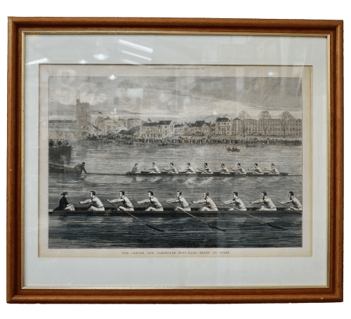 Original London News Print “Ready To Start” Oxford & Cambridge Boat Race 1873