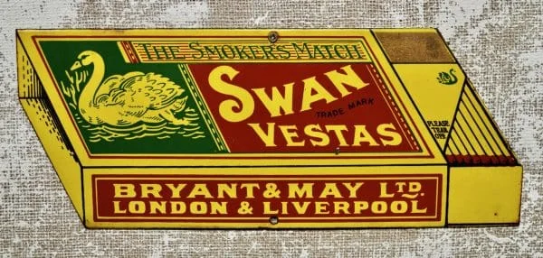 Vintage Enamel Swan Vesta Advertising Sign - Image 6