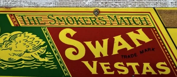 Vintage Enamel Swan Vesta Advertising Sign - Image 3