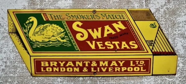 Vintage Enamel Swan Vesta Advertising Sign - Image 2