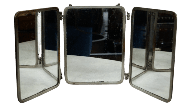 French Antique Triptych Folding Mirror by “Miroir Brot”