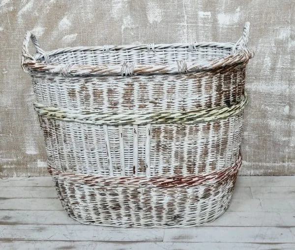 Large Painted Willow Log Basket - Image 4