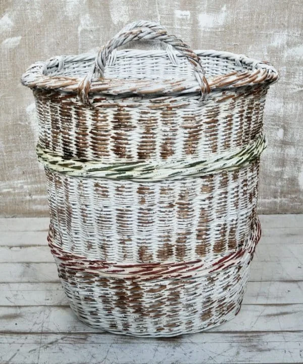 Large Painted Willow Log Basket - Image 6