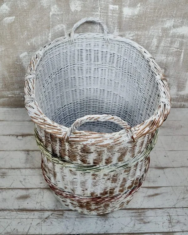 Large Painted Willow Log Basket - Image 7