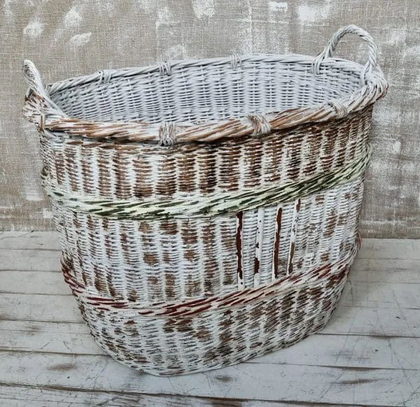 Large Painted Willow Log Basket