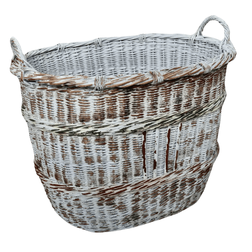 Large Painted Willow Log Basket