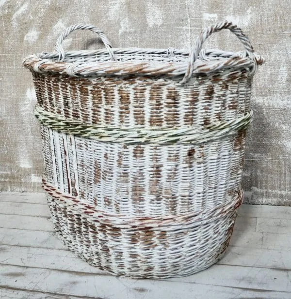 Large Painted Willow Log Basket - Image 2