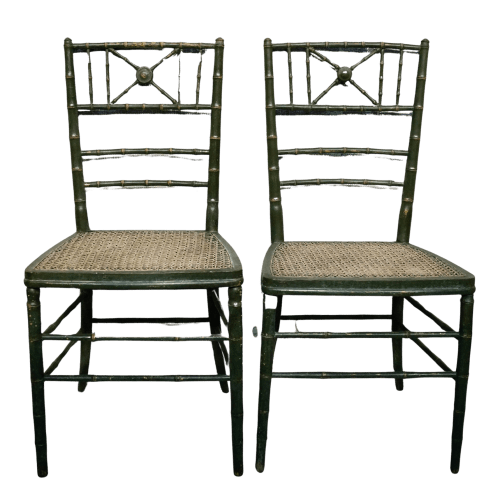 Antique French Napoleon III Faux Bamboo Opera Chairs