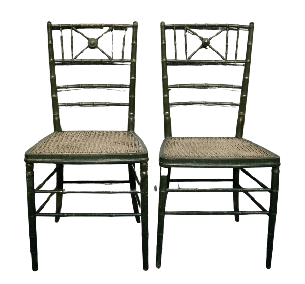 Antique French Napoleon III Faux Bamboo Opera Chairs