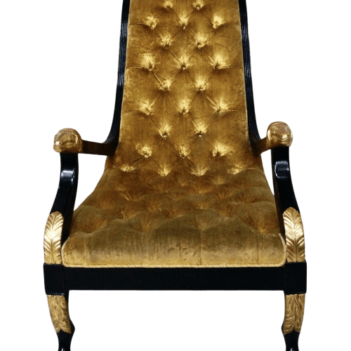 French Antique Velvet Empire Library Chair