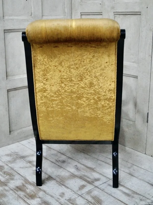 French Antique Velvet Empire Library Chair - Image 8