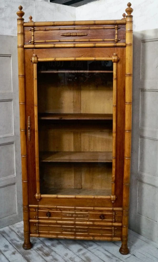 Victorian Faux Bamboo Glazed Bookcase